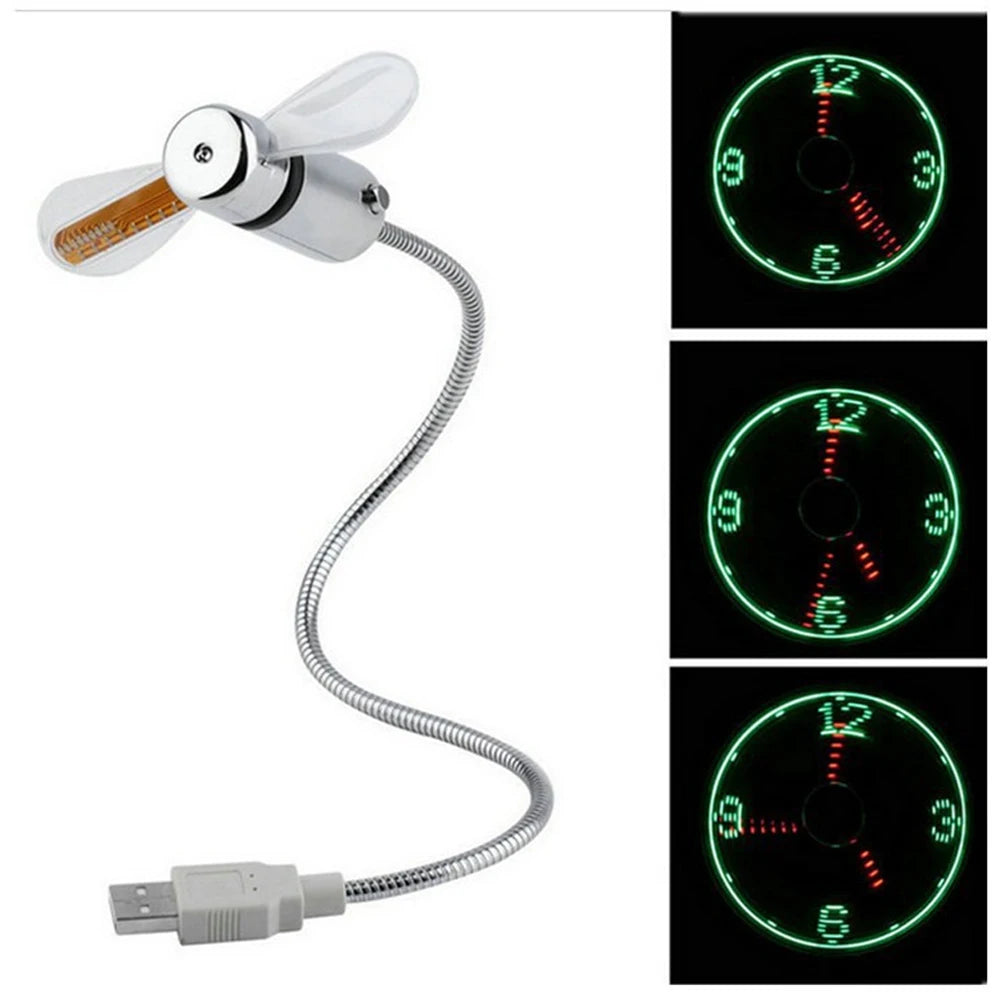 USB Mini Fan with LED Time Display