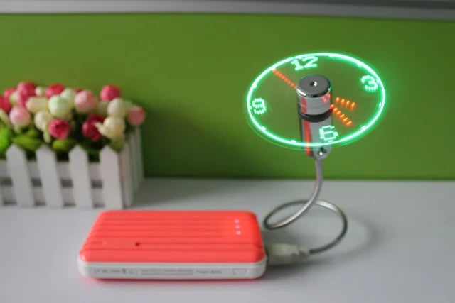 USB Mini Fan with LED Time Display