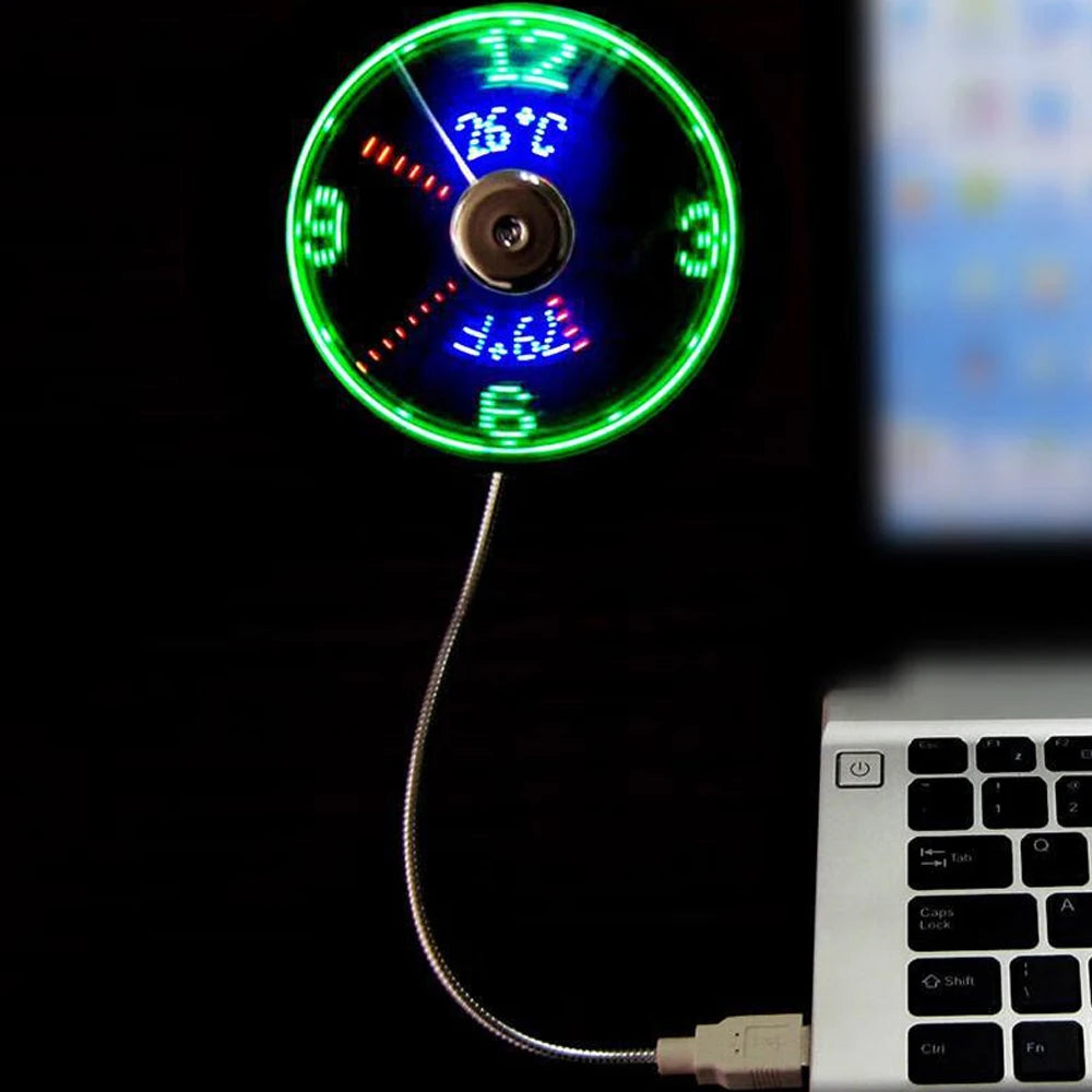 USB Mini Fan with LED Time Display