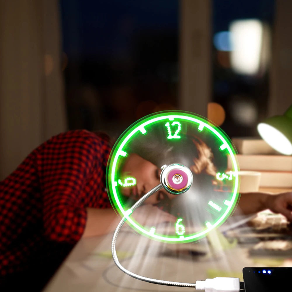 USB Mini Fan with LED Time Display