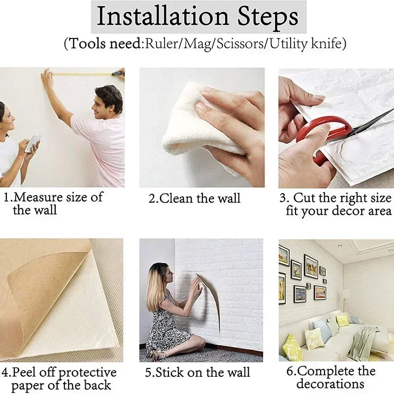 3D Self-Adhesive Wallpaper — Peel & Stick Wall Decor